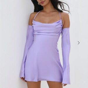 Hello Molly Silk Lavender Dress with detachable sleeves